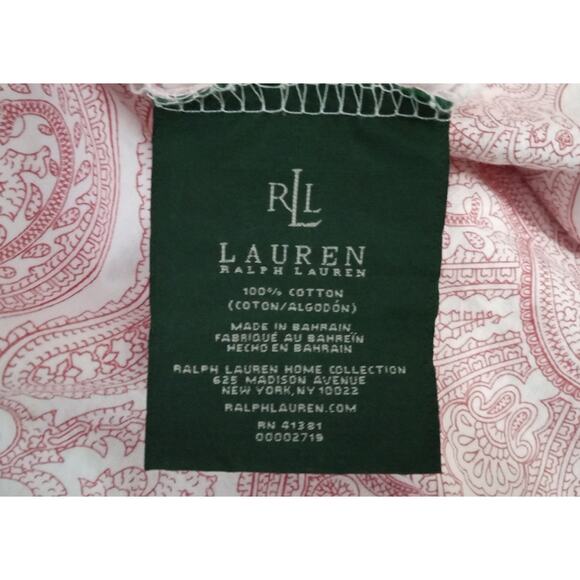 Ralph Lauren RLL Red White Paisley Medallion King Sheet Set Cotton Flaw - Picture 10 of 12